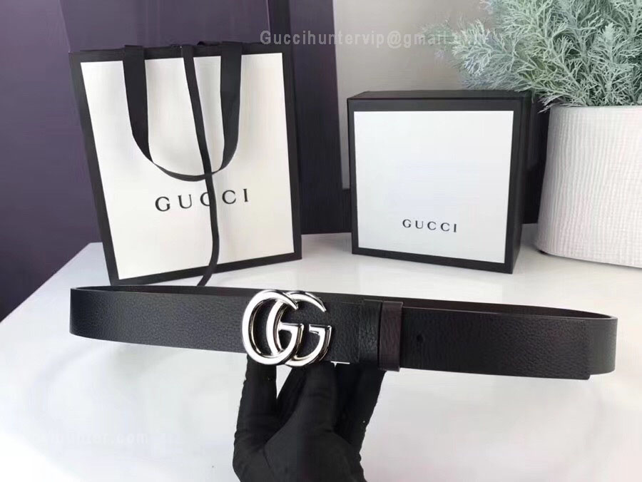 Gucci Leather Belt Blackwith Double G Buckle 30mm
